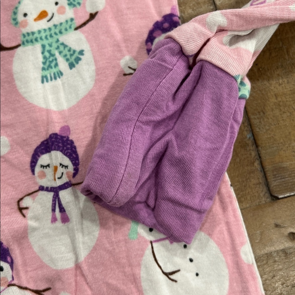 Little Sleepies Pink and Purple Snowman bamboo pajamas 6-12 months - Picture 3 of 7